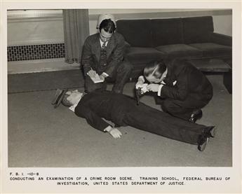 (FEDERAL BUREAU OF INVESTIGATION) G-men archive of 145 physical and crime scene investigation training photographs.